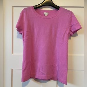 J. Crew Pink Short-Sleeve Crewneck Sweater